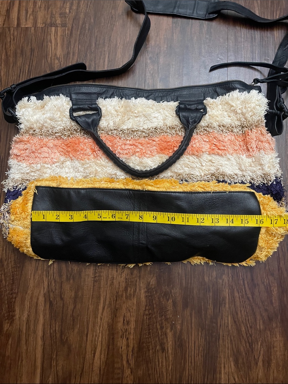 Cleobella Colinas stripe shaggy sparkle furry large Revolve Weekend Bag - Picture 7 of 16